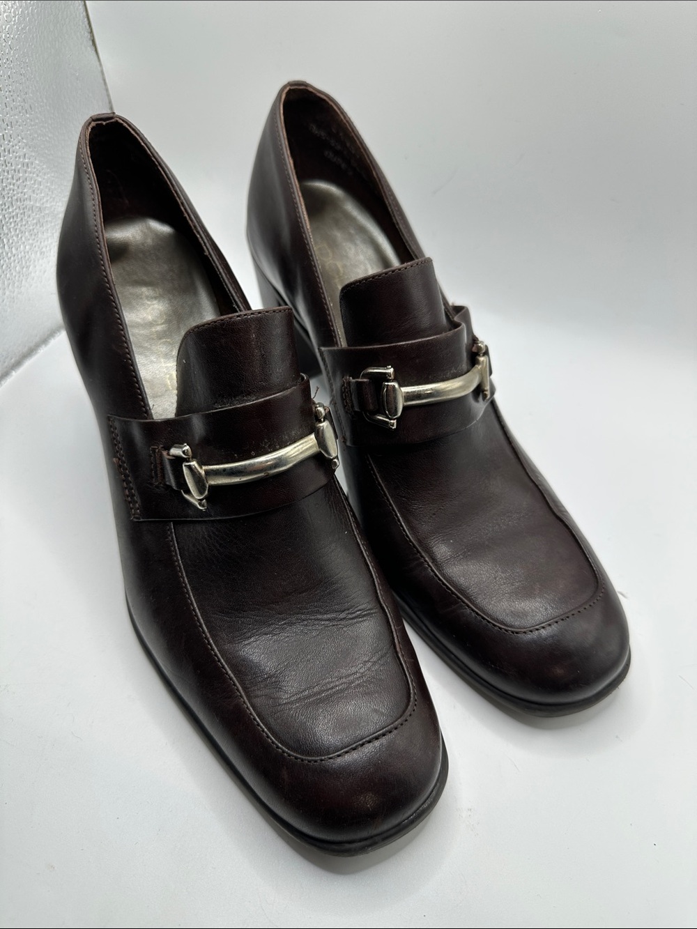 Dolcis Dark Brown Leather Loafers with Silver Bit size 10M